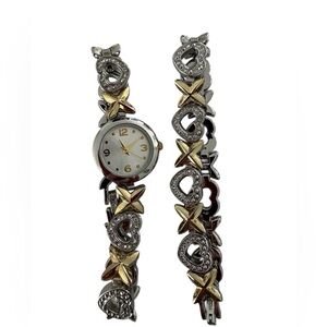 Charter Club Two-Tone Mixed Metal Heart Bracelet Watch matching bracelet set.